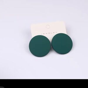 New Green Circle Round Resin Earrings